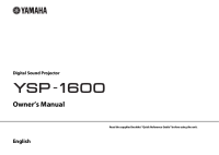 Yamaha YSP-1600 - Owners manual